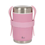 מיכל תרמי נירוסטה חם/קר לאוכל כולל מזלג וכף מבית המותג Pack&eat