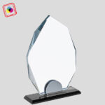 מגן הוקרה מזכוכית קריסטל בסיס נשלף מלבני שחור עם ציפוי סובליציה