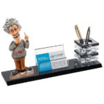 מעמד קריסטל "איינשטיין" עם כוס לעטים ומעמד לכרטיסי ביקור