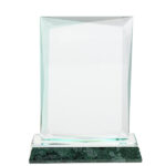 מגן הוקרה מלבני מזכוכית קריסטל בסיס שיש מובנה