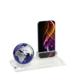 מעמד קריסטל גלובוס עם מעמד לכרטיסי ביקור / טלפון נייד