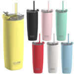 Aqualina ספל תרמי נירוסטה חם/קר 600 מ"ל עם קש ומכסה טריטן מבית ASOBU