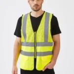 וסט קרגו כיסים ורוכסן חצי רשת - צהוב