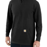 חולצה תרמית שרוול ארוך עם חצי רוכסן - שחור